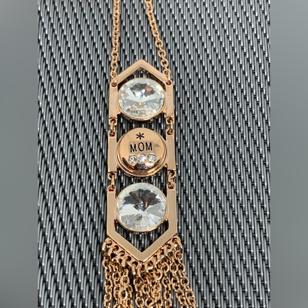 💗SALE - Rose Gold Tasseled Snap Button MOM Necklace - Ginger Snaps & Co - Picture 1 of 11